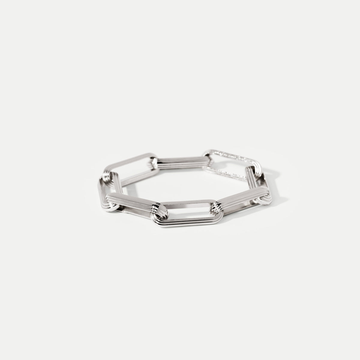 Gentleman Gangster Lined White Gold Link Bracelet