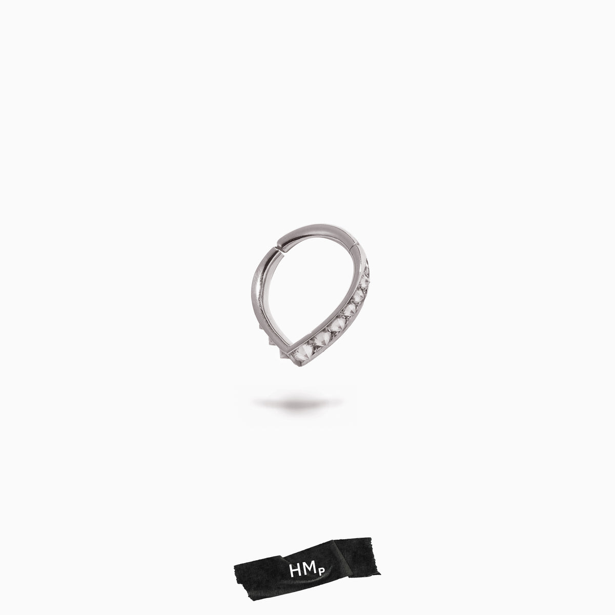 Studded Teardrop Hoop White