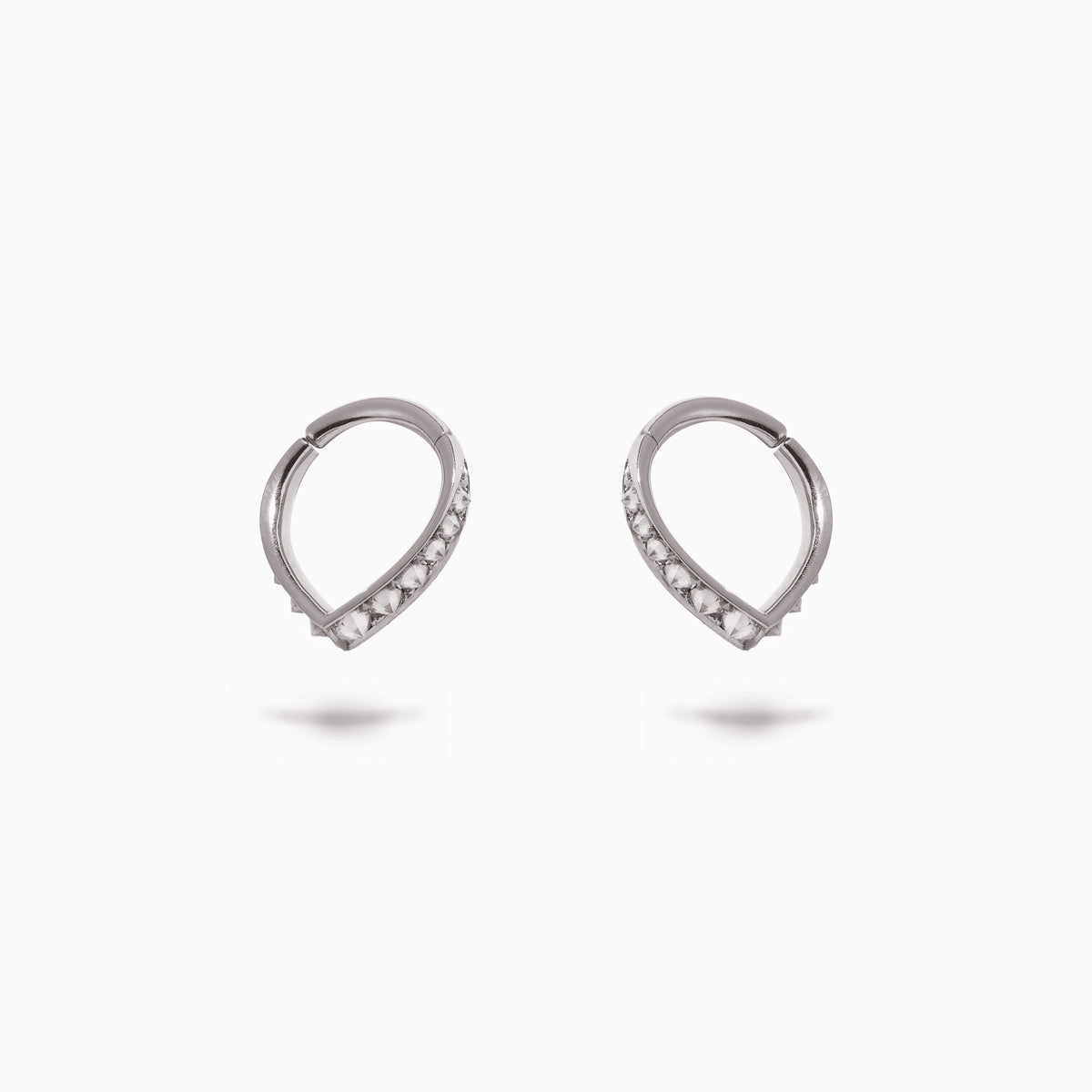 Studded Teardrop Hoop White