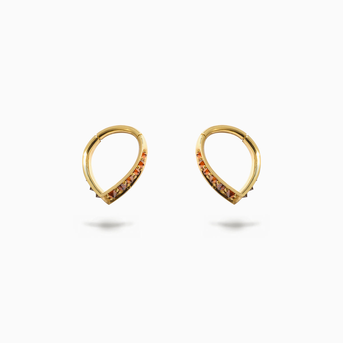 Studded Teardrop Hoop Cognac