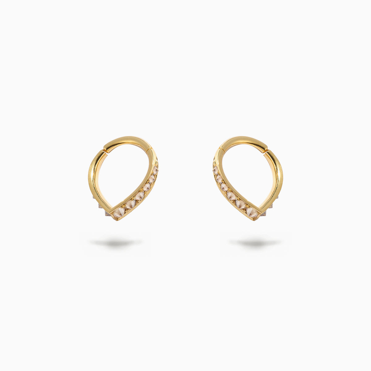 Studded Teardrop Hoop Champagne
