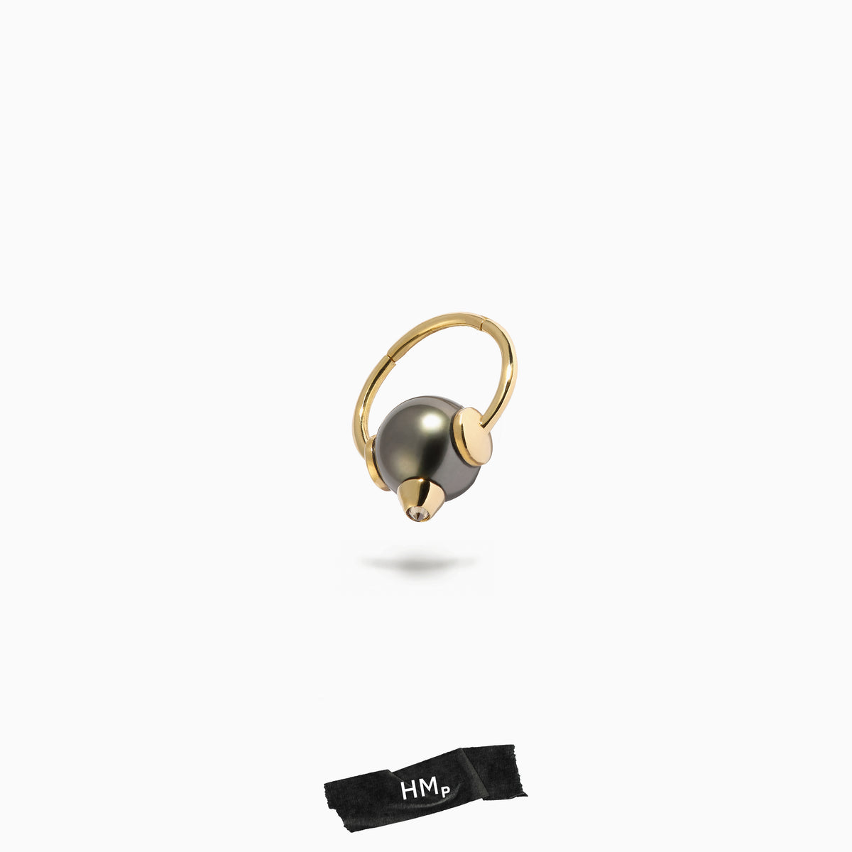 Studded Pearl ‘Captive’ Ring Black