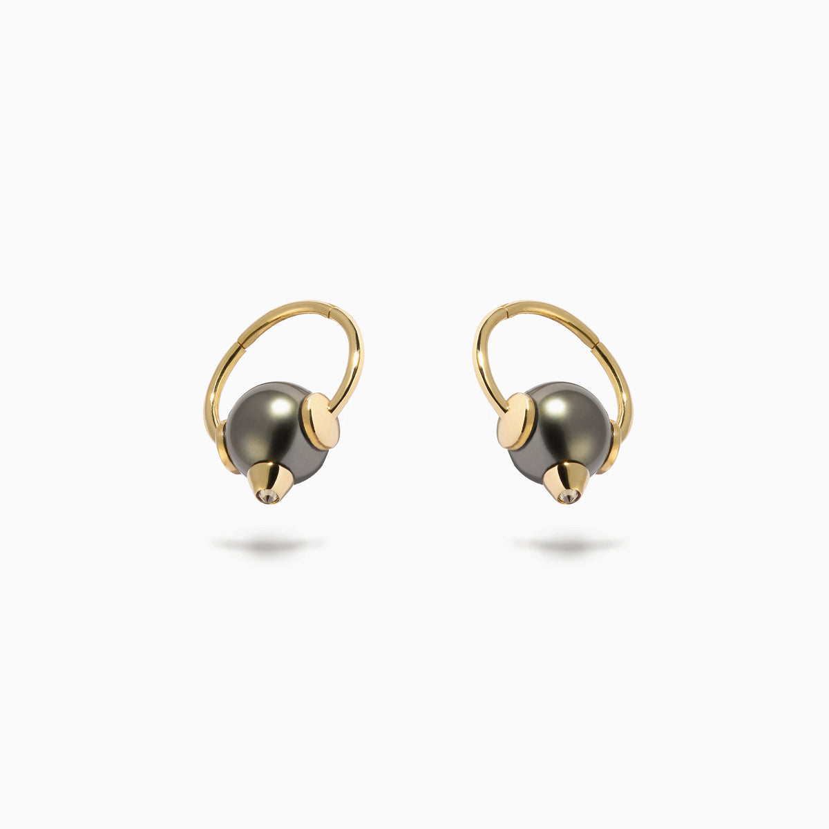 Studded Pearl ‘Captive’ Ring Black