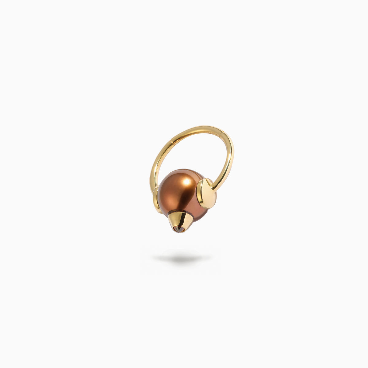 Studded Pearl ‘Captive’ Ring Brown