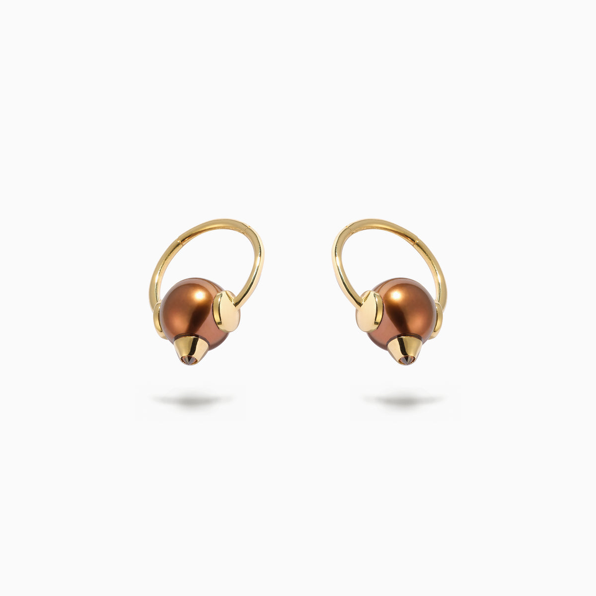 Studded Pearl ‘Captive’ Ring Brown