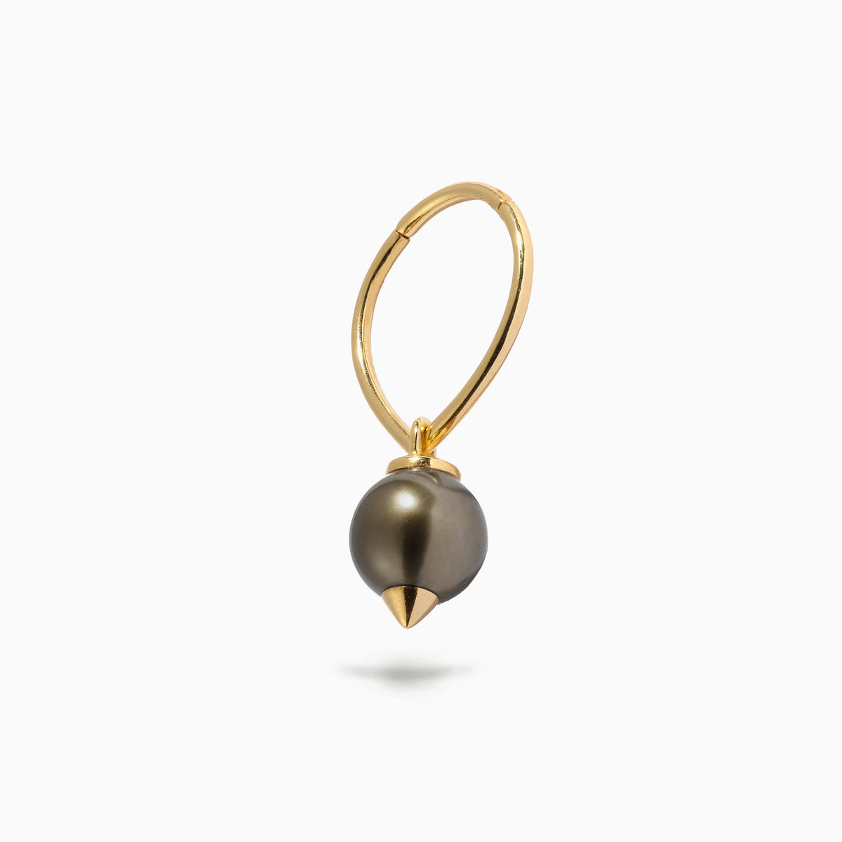 Pearl Teardrop Hoop Black (L)