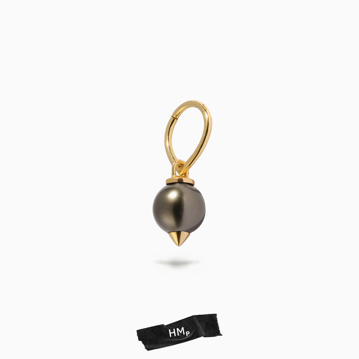 Pearl Teardrop Hoop Black (S)