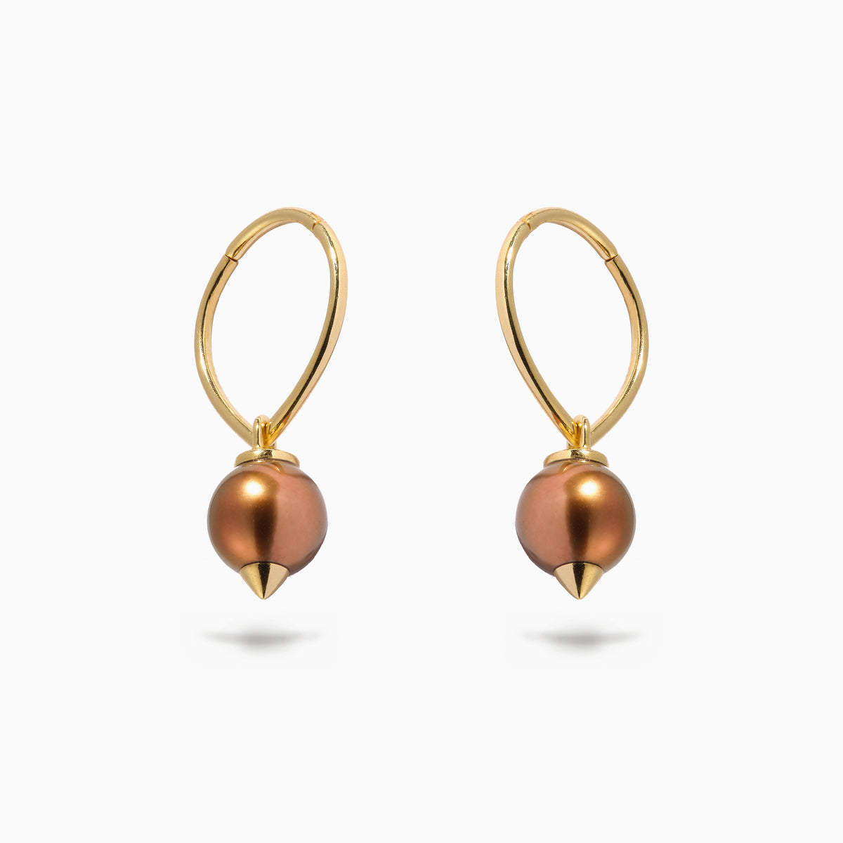 Pearl Teardrop Hoop Brown (L)