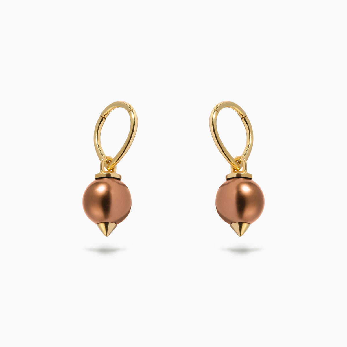 Pearl Teardrop Hoop Brown (S)