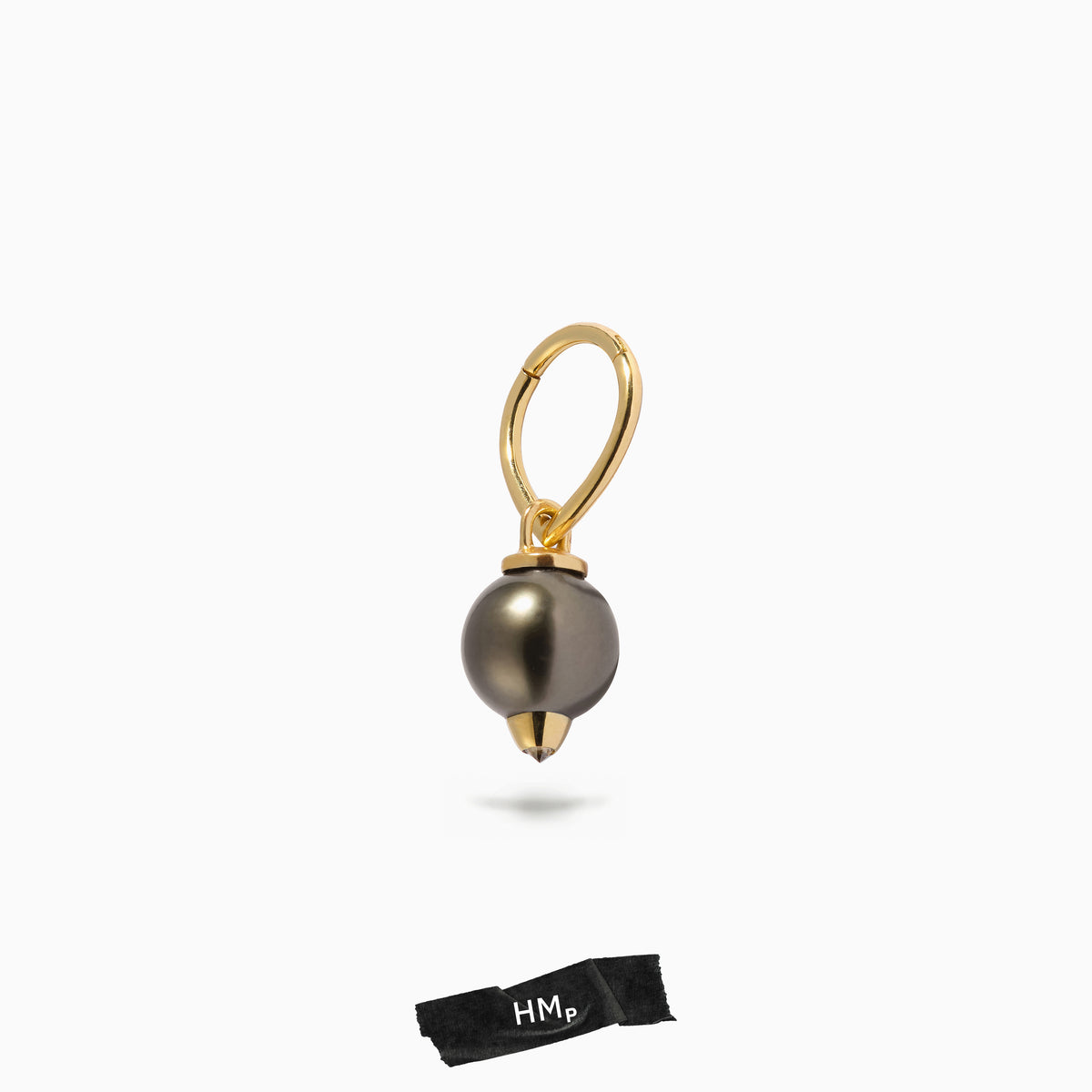 Studded Pearl Teardrop Hoop Black (S)