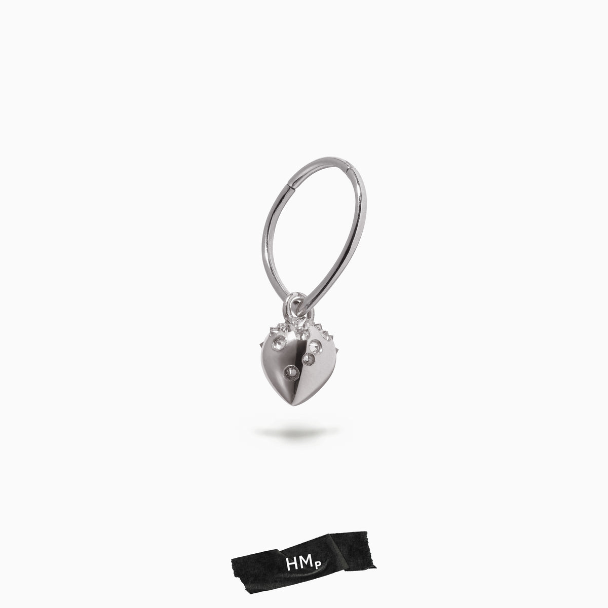 Teardrop Studded Teardrop Hanger Hoop White (L)