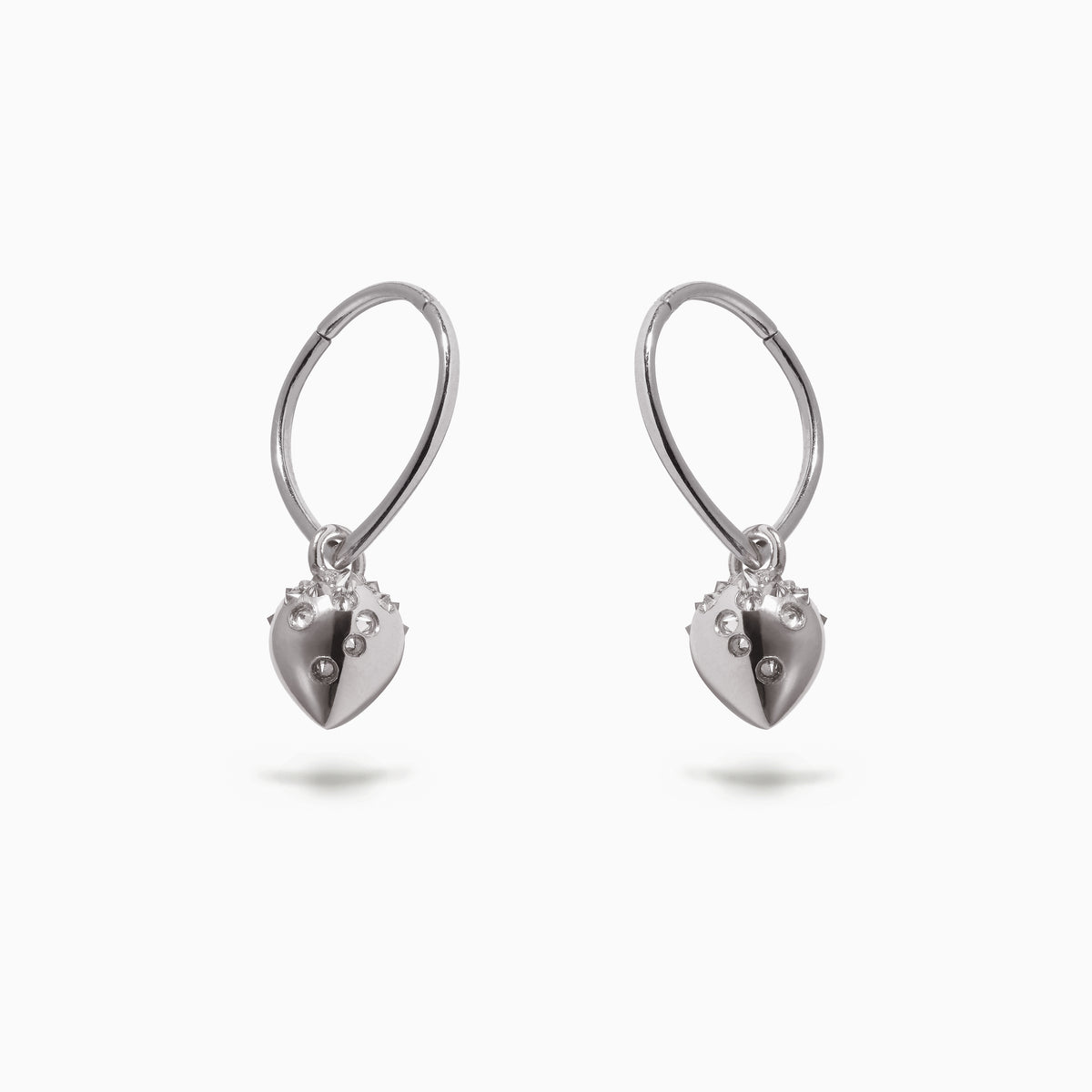 Teardrop Studded Teardrop Hanger Hoop White (L)