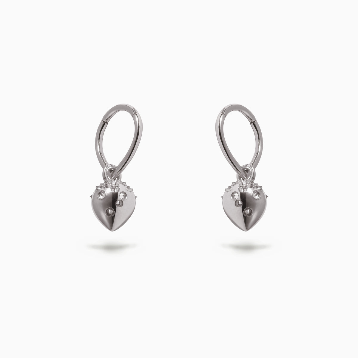 Teardrop Studded Teardrop Hanger Hoop White (S)