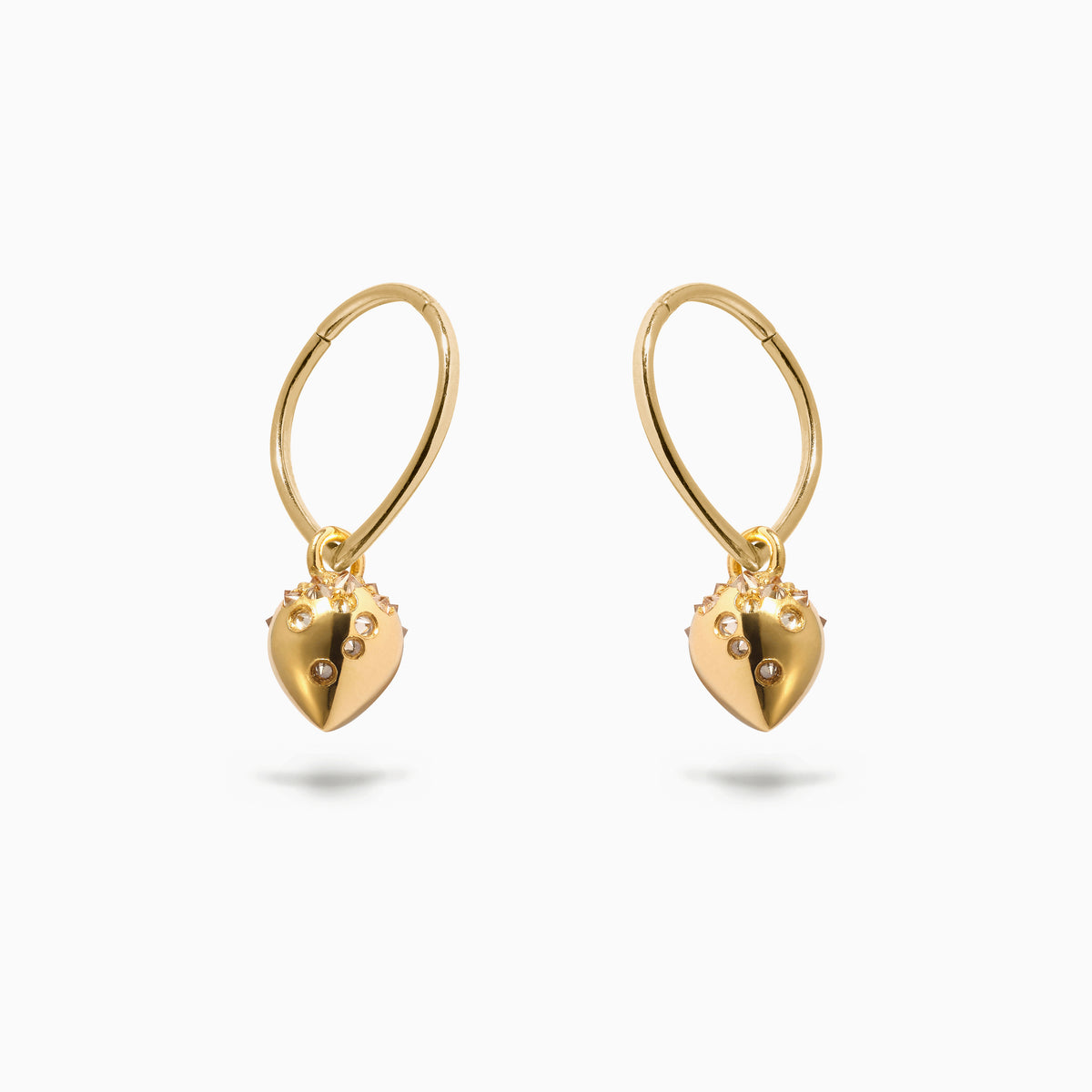 Teardrop Studded Teardrop Hanger Hoop Yellow (L)