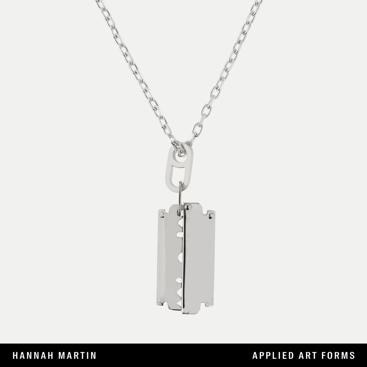Razor Dog Tag Pendant Large Silver