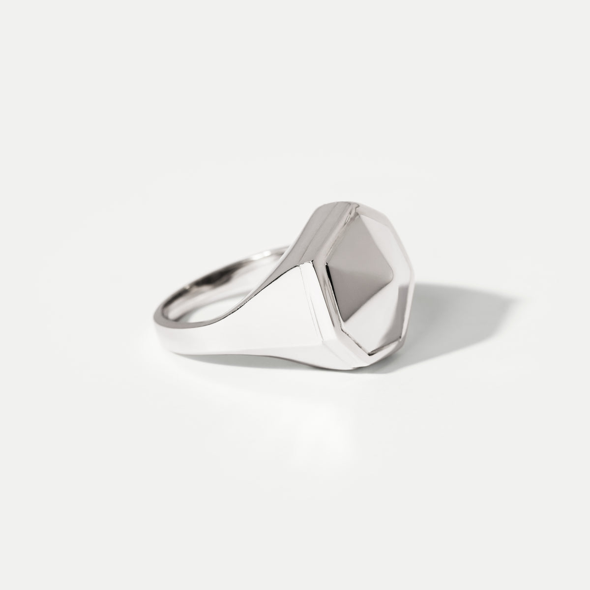 Raw Facet White Gold Signet Ring