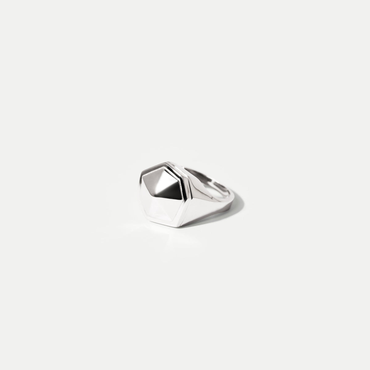 Raw Facet White Gold Signet Ring