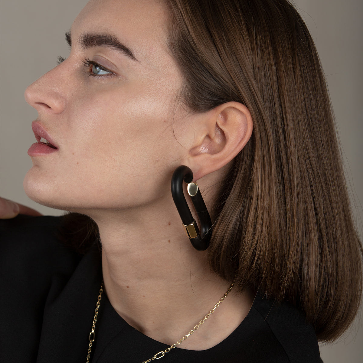 Giant Warrior Chain Ebony Earring