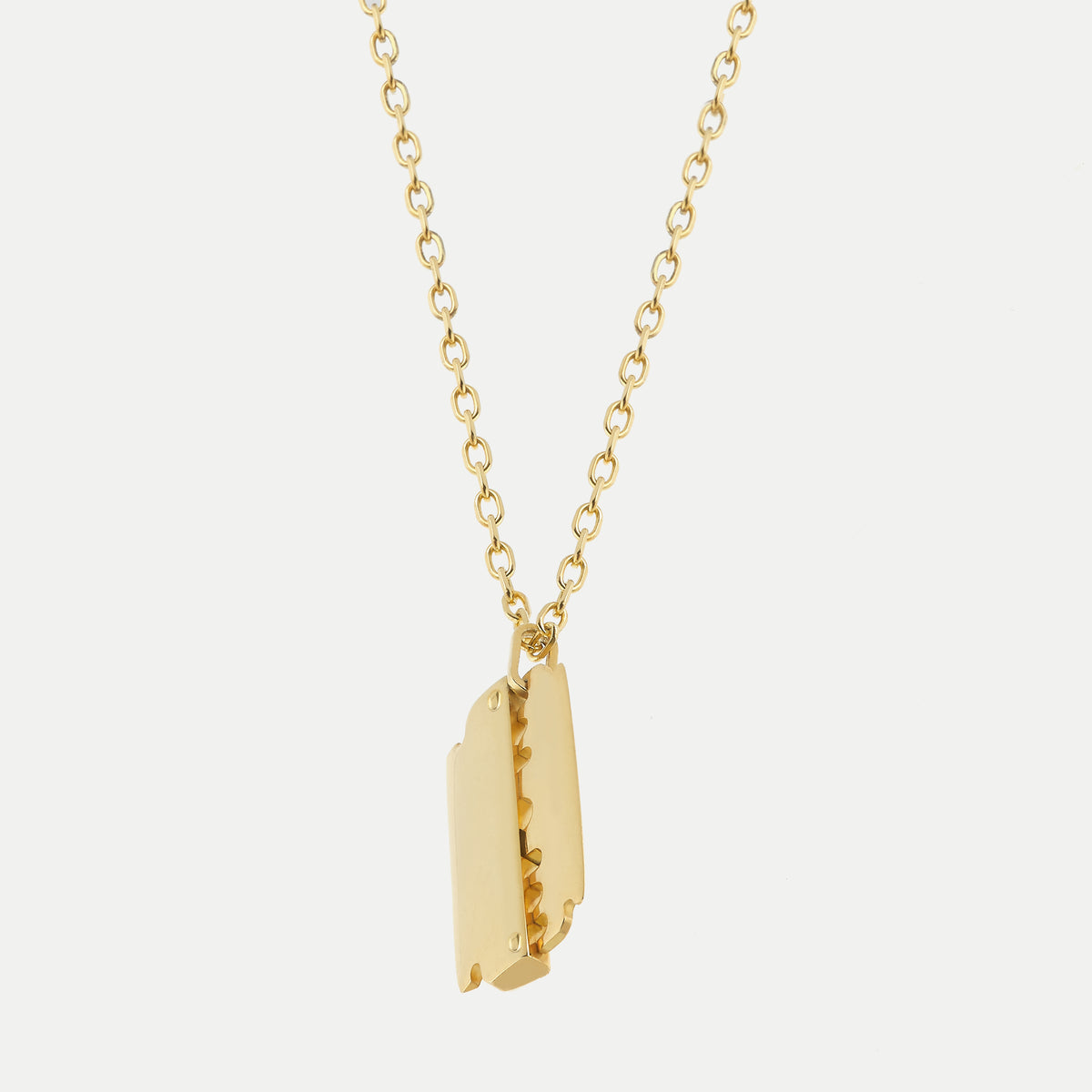 Razor Dog Tag Pendant Small Gold