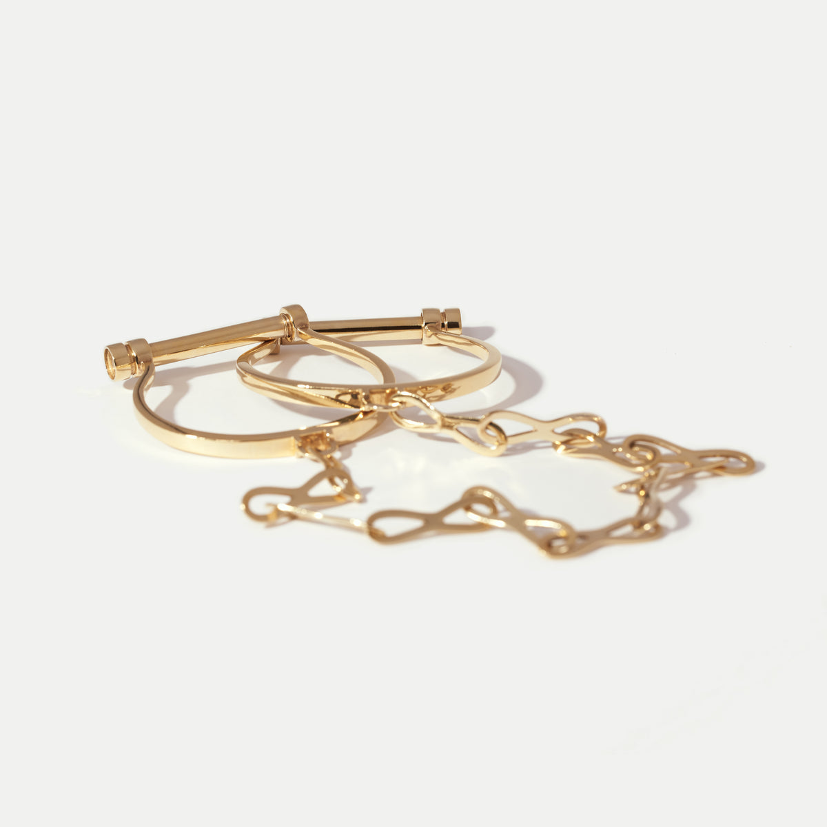 Double Shackle Yellow Gold Bangles
