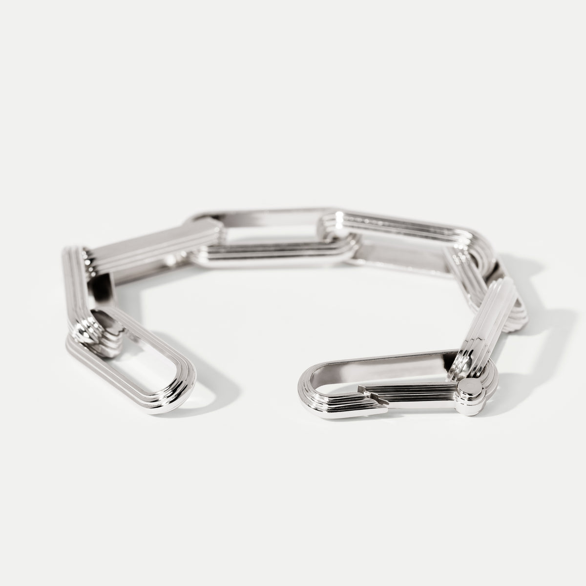 Gentleman Gangster Lined White Gold Link Bracelet