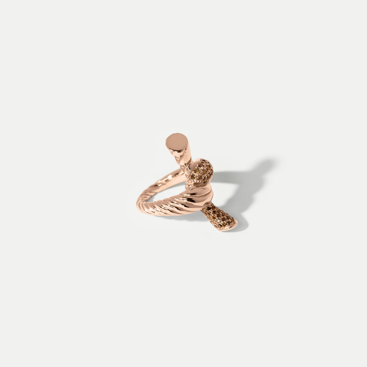 Knotted Ring Pavé Cognac Diamonds