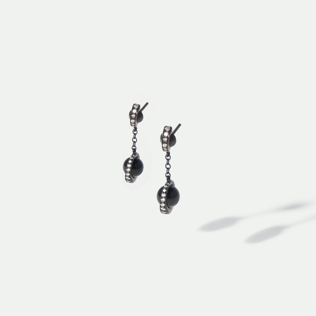 Onyx & Diamond Drop Earrings