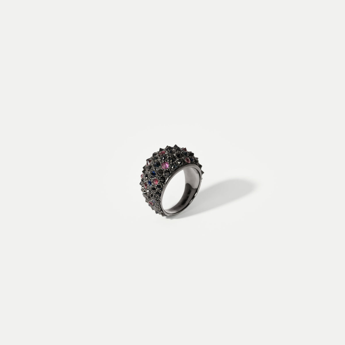 Black Spiked Sapphire & Ruby Ring