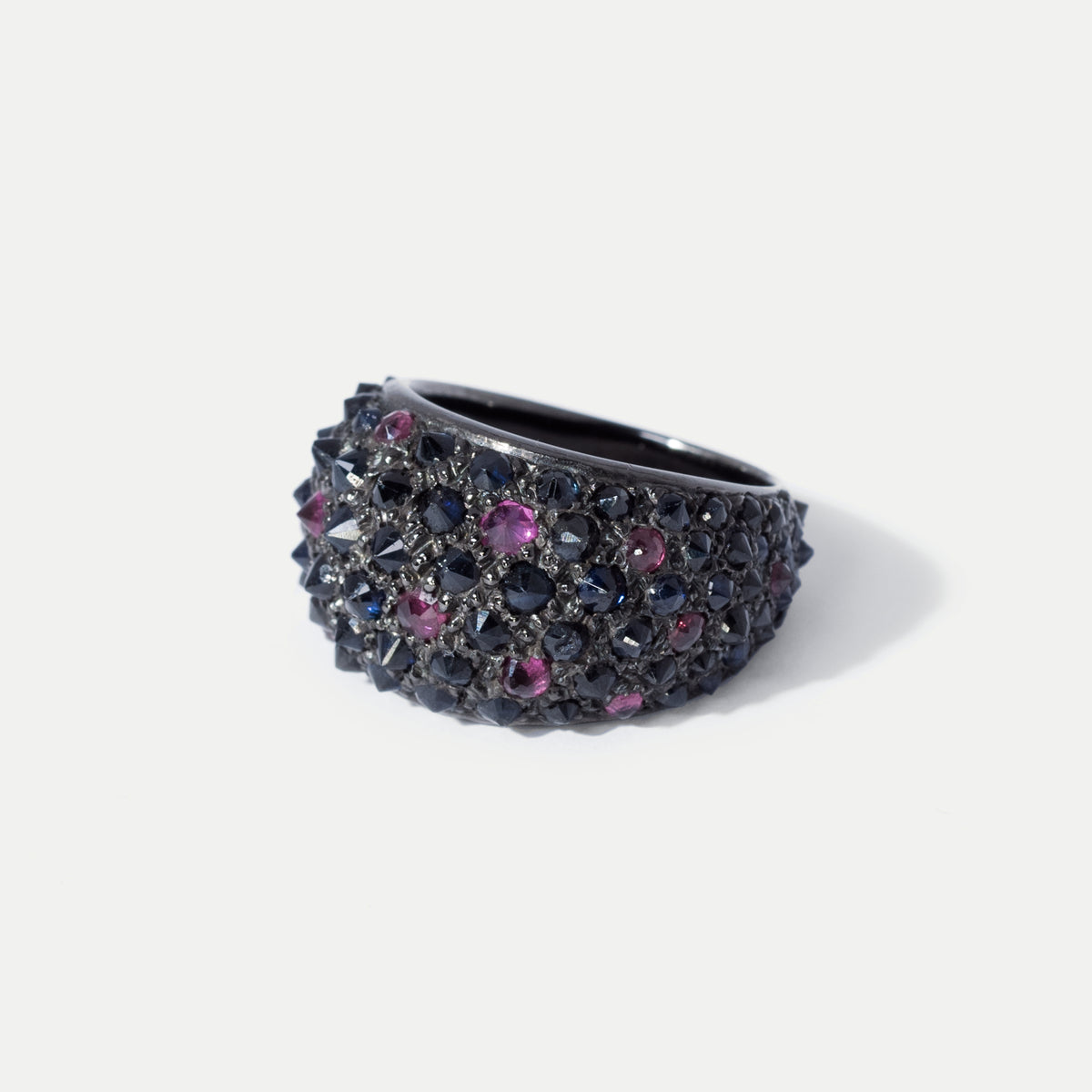 Black Spiked Sapphire & Ruby Ring
