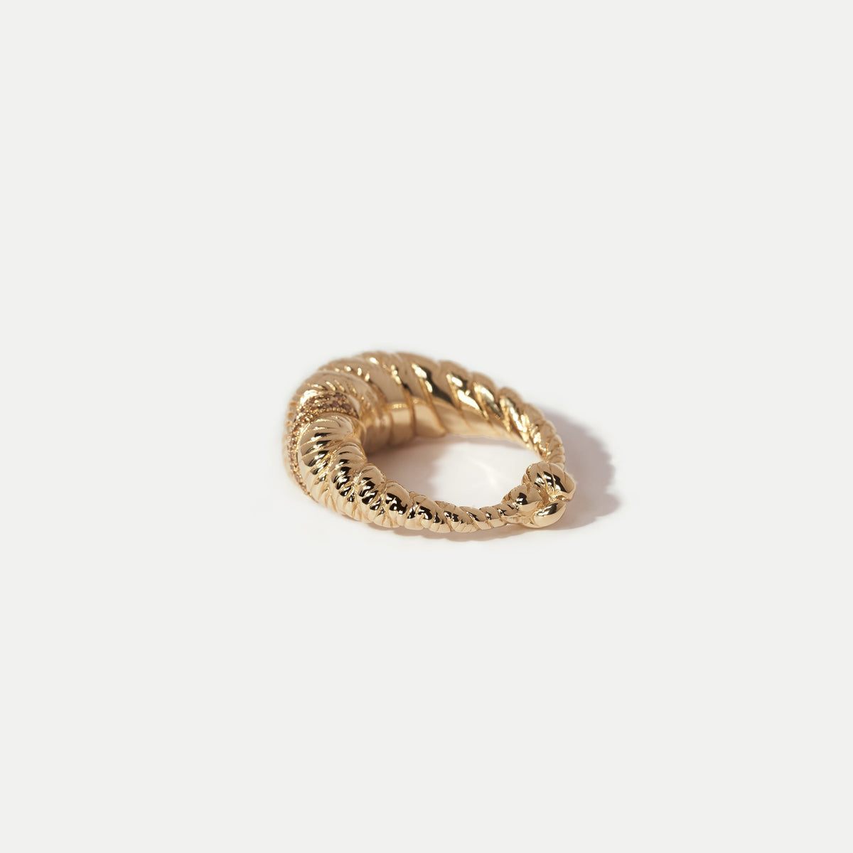 Yellow Gold Rope Ring Pavé