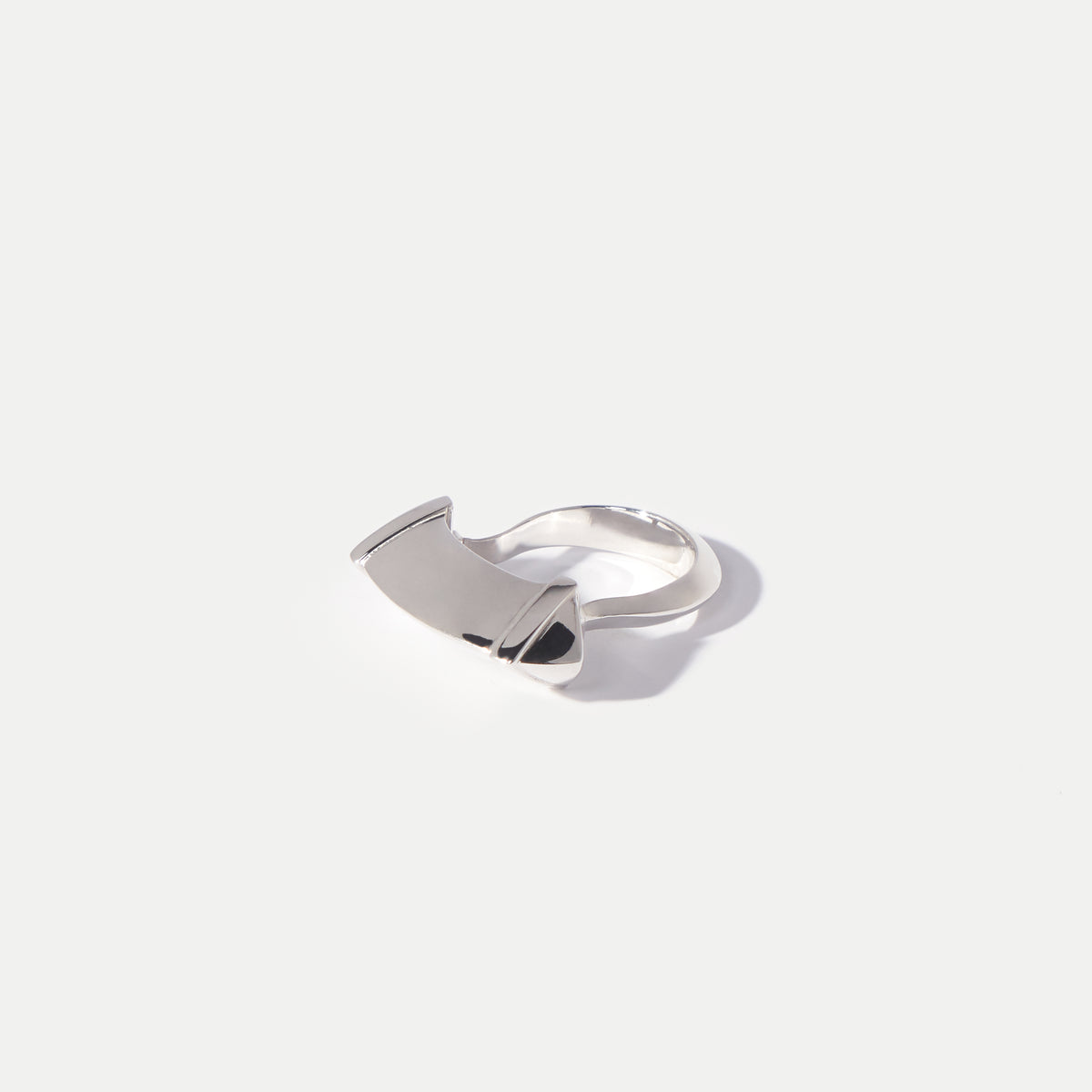Studded Shackle White Gold Ring