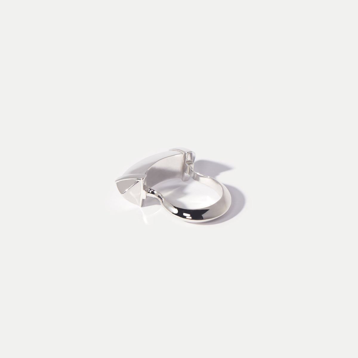 Studded Shackle White Gold Ring