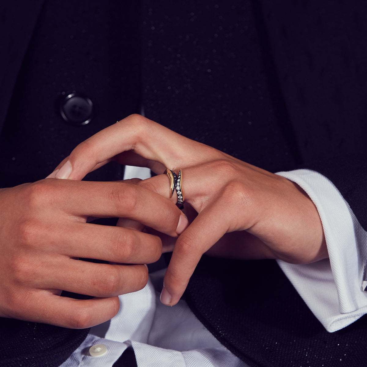 Twisted Yellow Gold Spur Ring