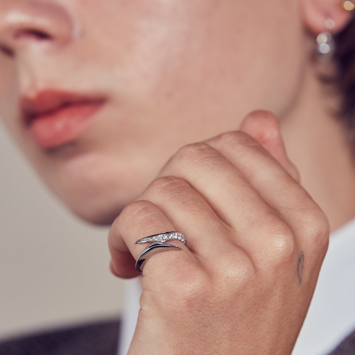Twisted White Gold Spur Ring