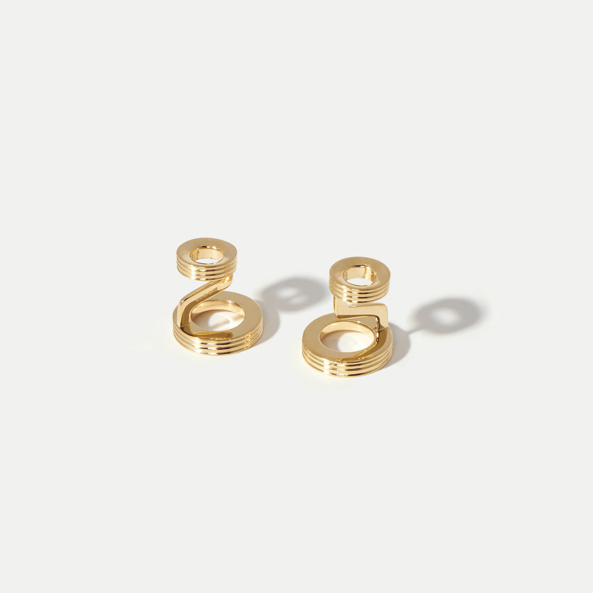 Empty Lined Solid Yellow Gold Cufflinks