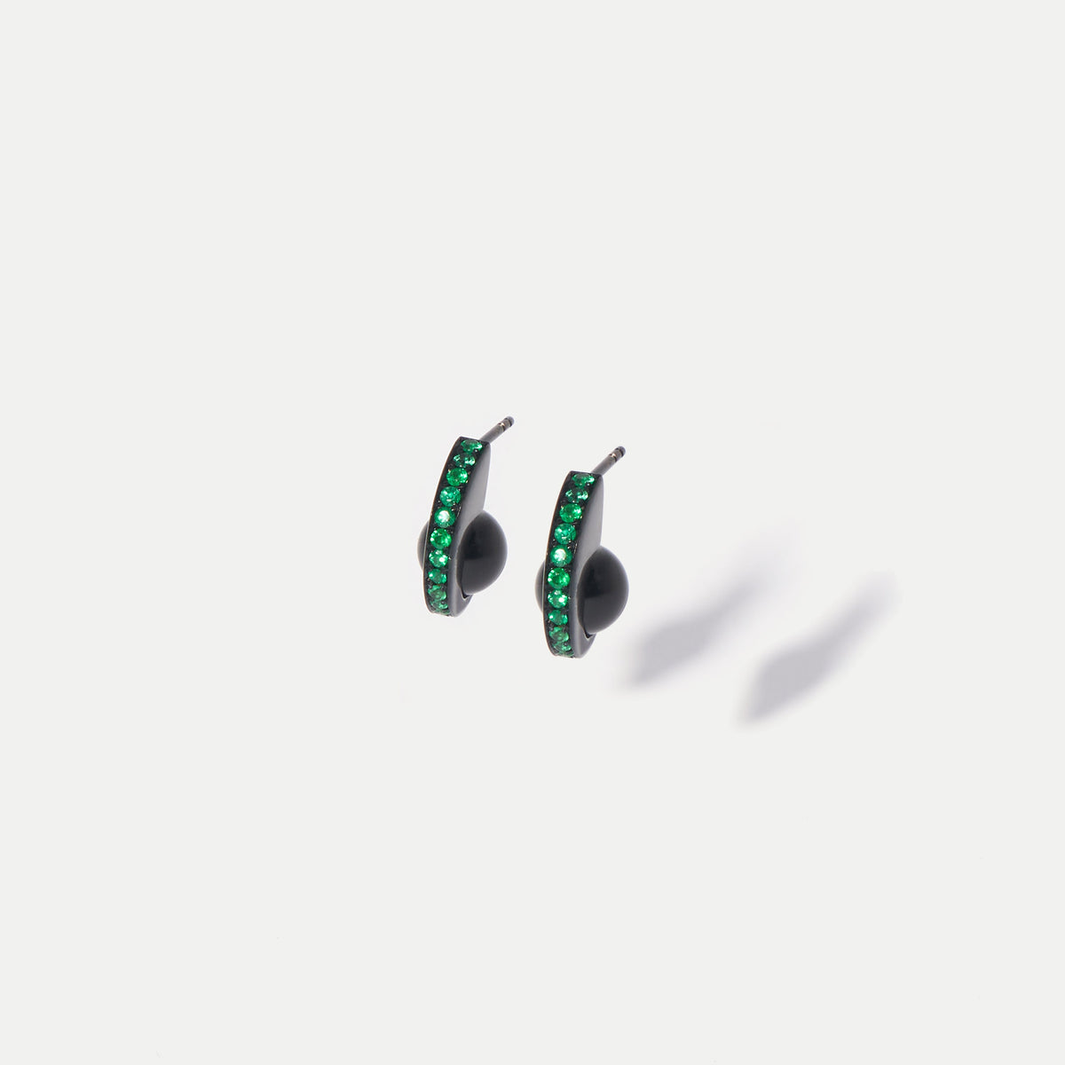 Onyx & Emerald Stud Earrings