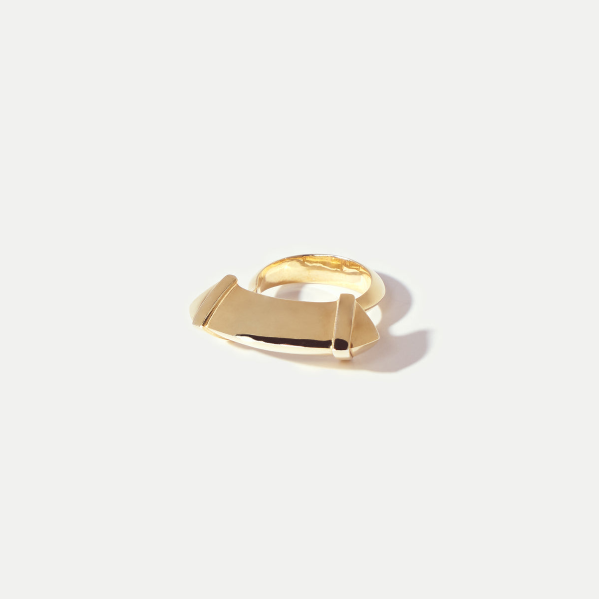 Studded Shackle Yellow Gold Ring
